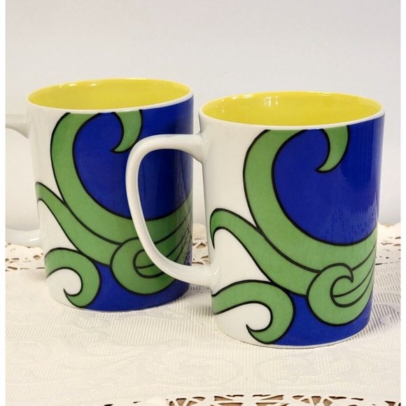 Vintage Fitz and Floyd Variations Tropical Parrot Coffee Mugs 4 pc Set 1979 - Picture 4 of 7